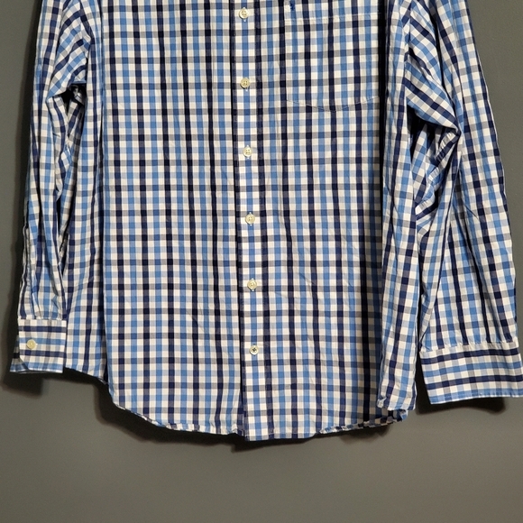 Izod Mens Shirt Size 3XL Blue White Plaid Long Sleeve Button Down - Picture 3 of 6